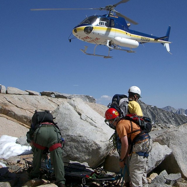 Helicopter in a search and rescue operation. 