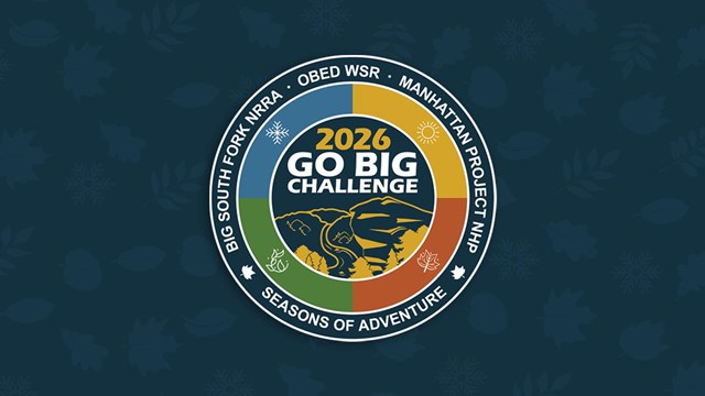 2026 Go Big Challenge logo features seasons, a bridge, park names, and "Seasons of Adventure."