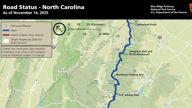 Map of planned closures, detours, and estimated reopening dates for NC