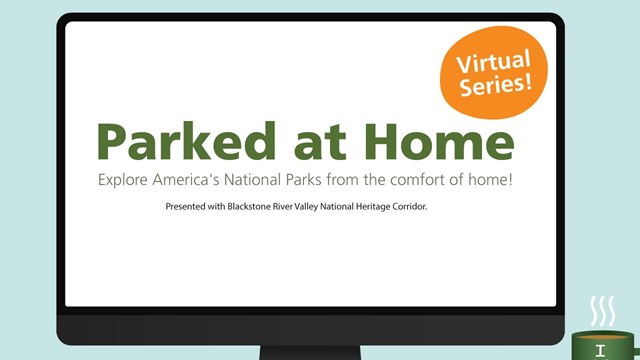 Image of computer with text reading "Parked at Home"