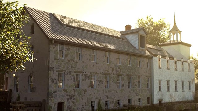  Screenshot of a 3D build of what Kelly Mill used to look like.