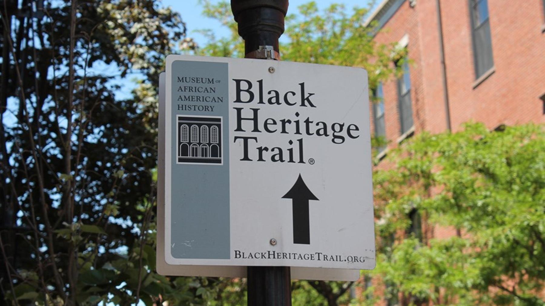 sign for Black Heritage Trail attached to a lightpost