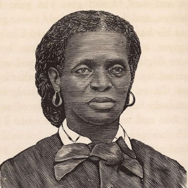 Engraving portrait of Black American and freedom seeker Jane Johnson. 