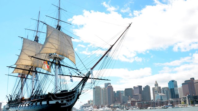 USS Constitution underway in Boston Harbor