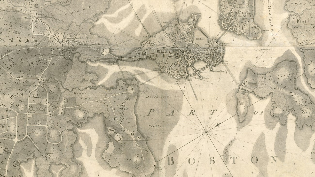 Revolutionary War era map of Boston 