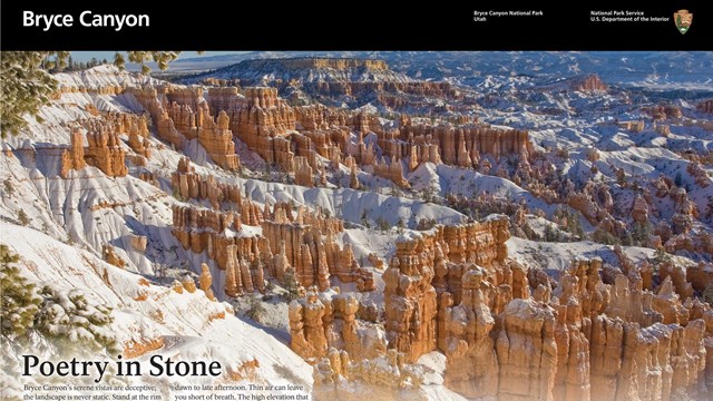 The cover of a map brochure with a black bar with text that reads Bryce Canyon National Park
