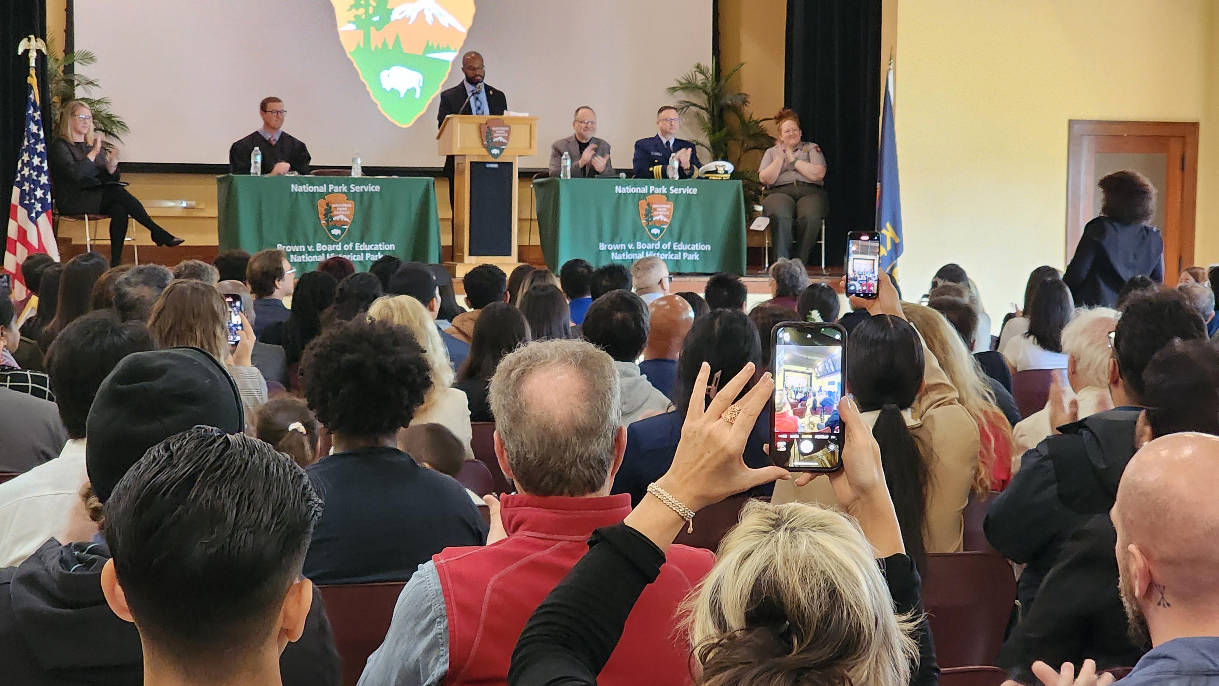 New citizens becoming naturalized Americans.