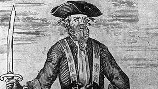 Engraving of Blackbeard the pirate
