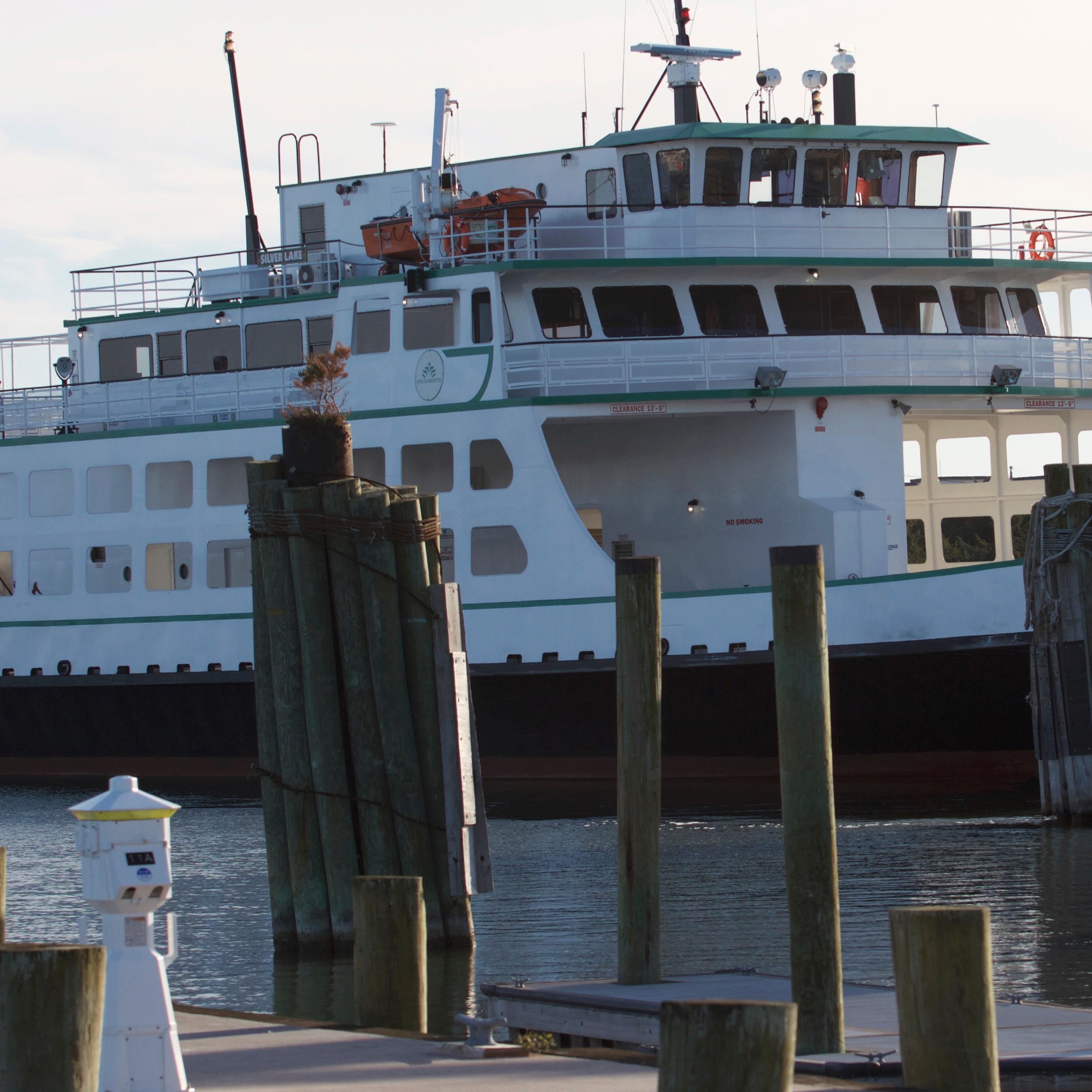 Ferry pulling into port