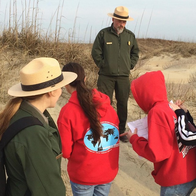 Rangers with school group