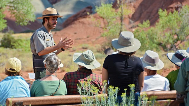 Ranger presenting program to visitors at Capitol Reef National Park