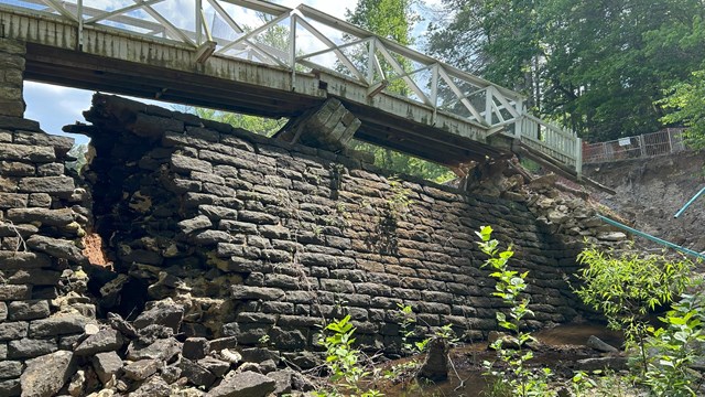 A view of a broken dam.