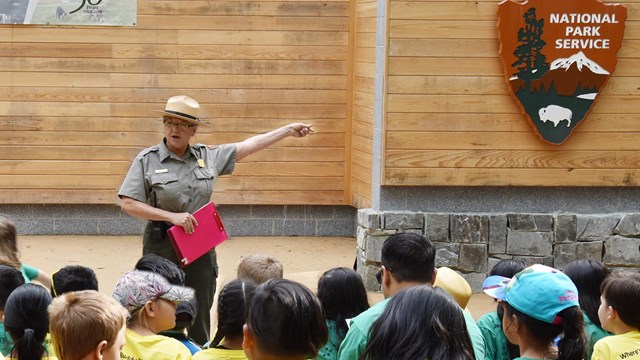 Park ranger leads students through an activity