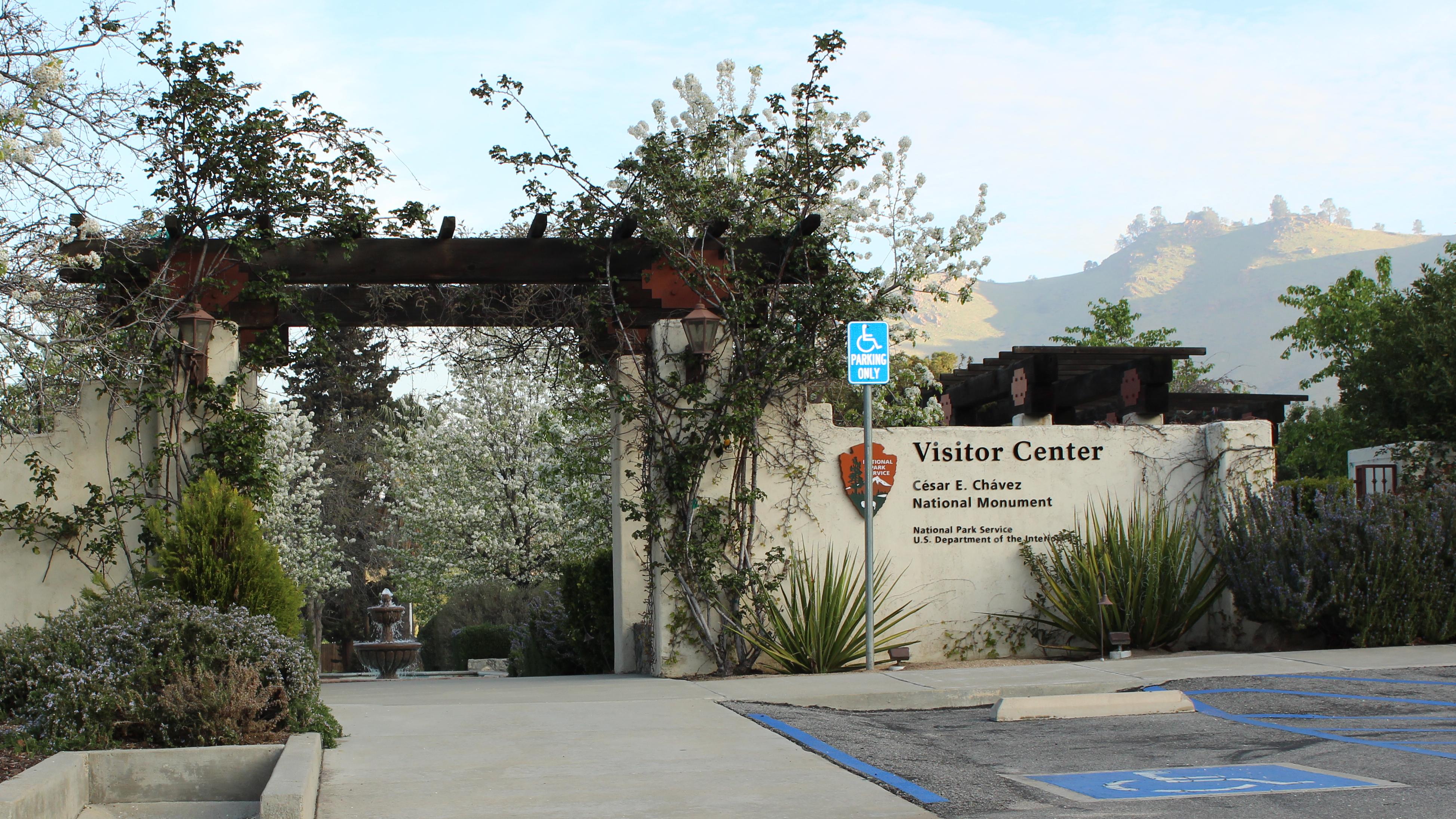 The monument's entrance sign