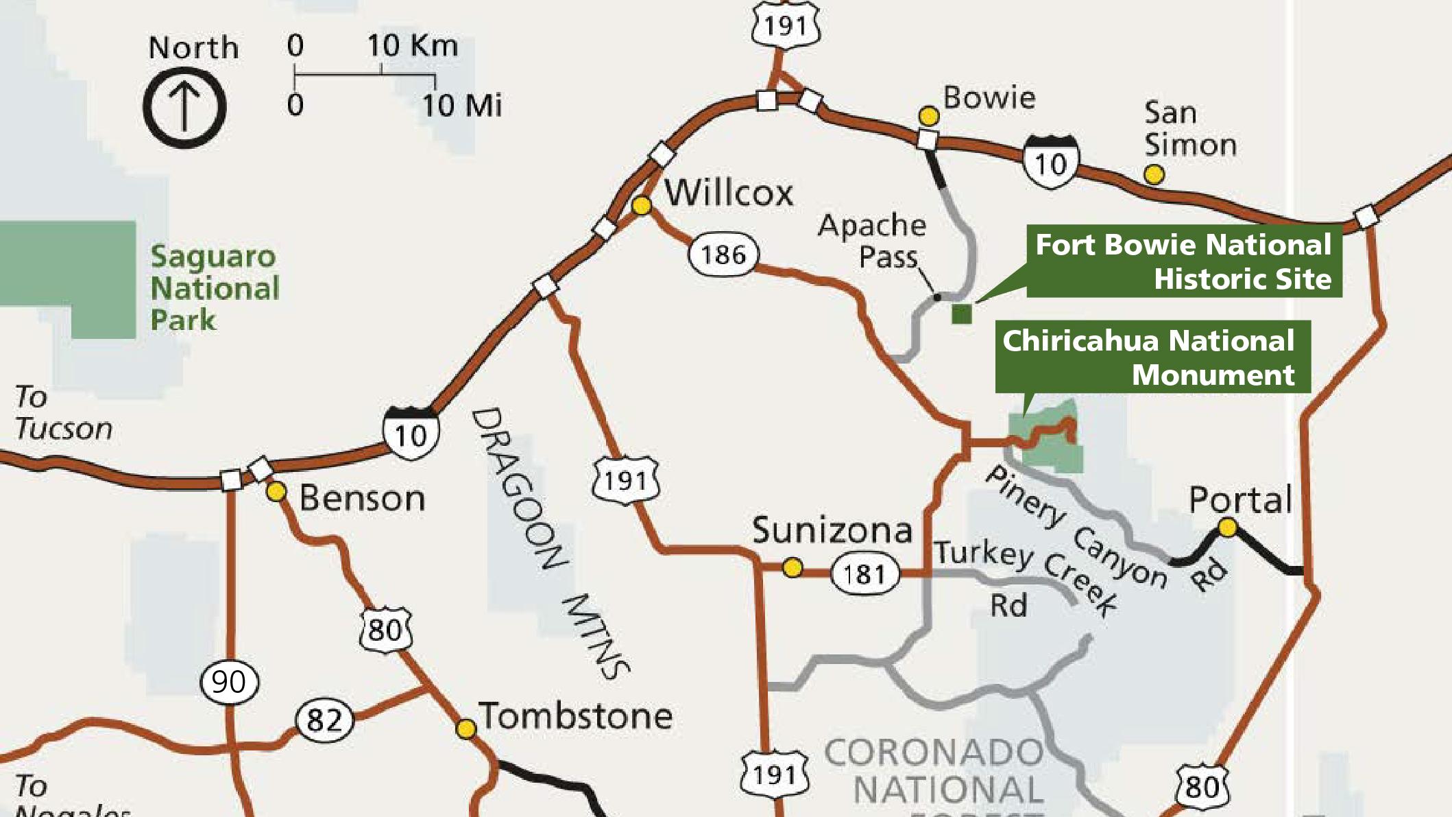 A map of southeast Arizona