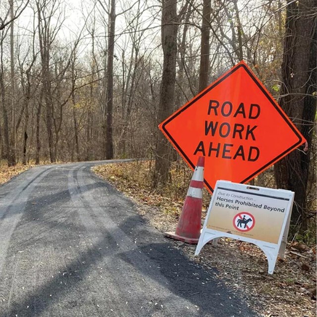 Trail and caution construction area