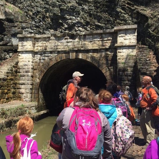 Youth on a hike near Paw Paw Tunnel.