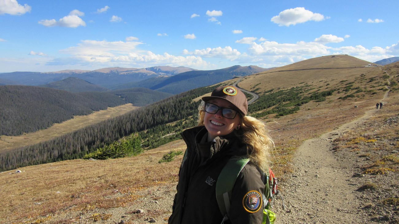 Volunteer stands on Ute Trail
