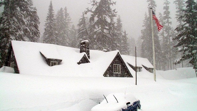 View of the Steel Information Center in deep snow