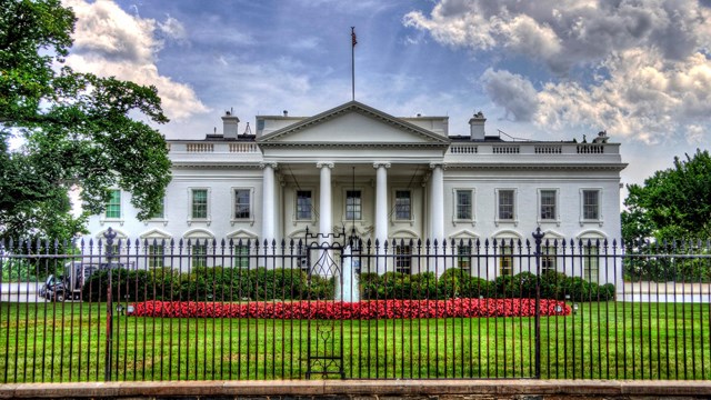 The White House behind a fence.