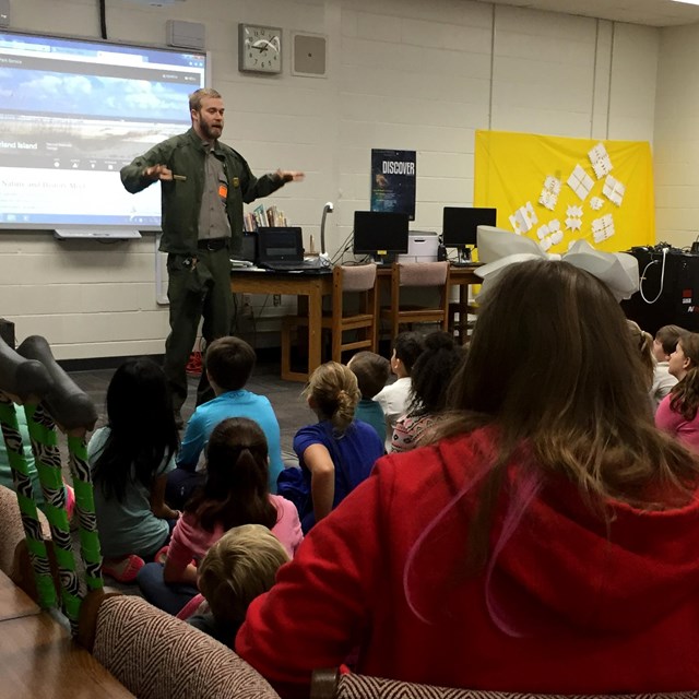 Ranger visiting a local school