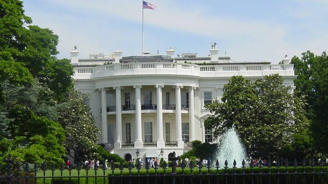 An exterior view of the South side of the White House in Washington D.C.
