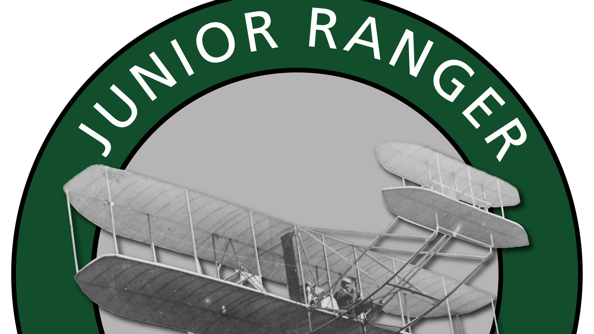 A picture of a Wright brothers plane on the Jr. Ranger logo background
