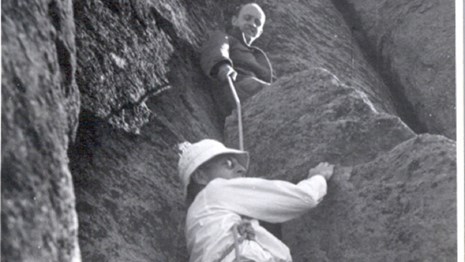 Early Devils Tower Climbers -Laurence Coveney and Fritz Wiessner 1937
