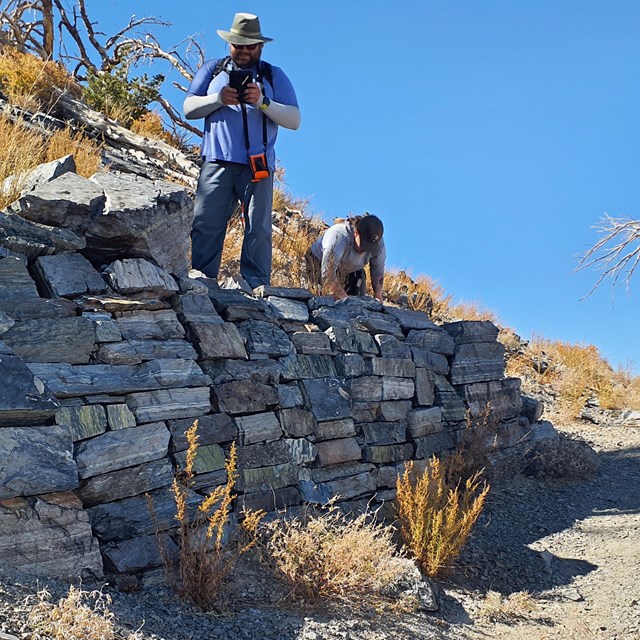 Death Valley National Park Archeologists Jacob Kasimoff and Emily Caselman.