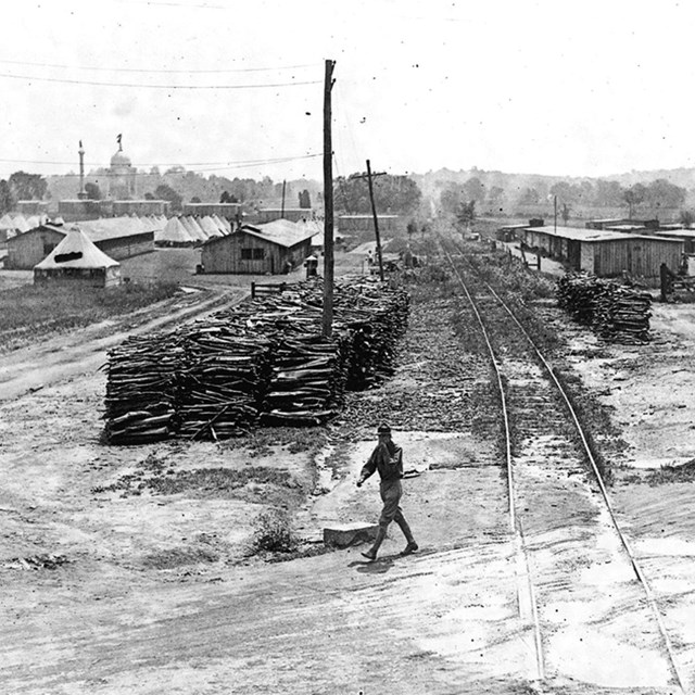 Black and white image of Camp Colt in 1918