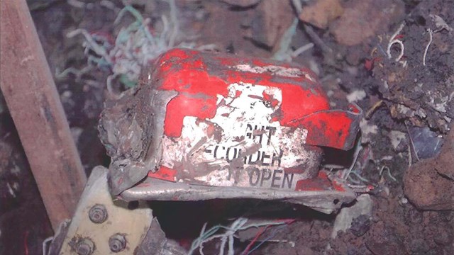 The red and white cockpit voice recorder was recovered during the FBI investigation.