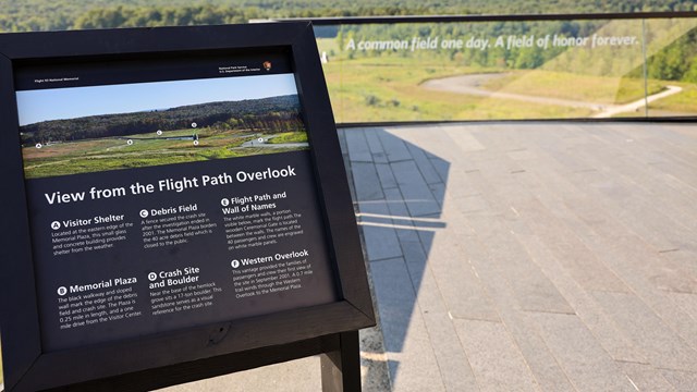 A memorial information panel.