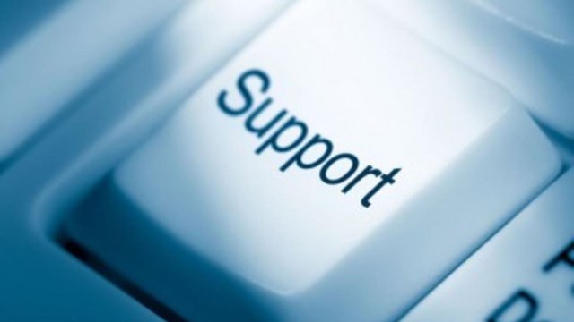 The word support on a keyboard button.