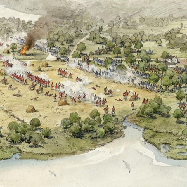 A painting depicting the fighting on the North Point battlefield.