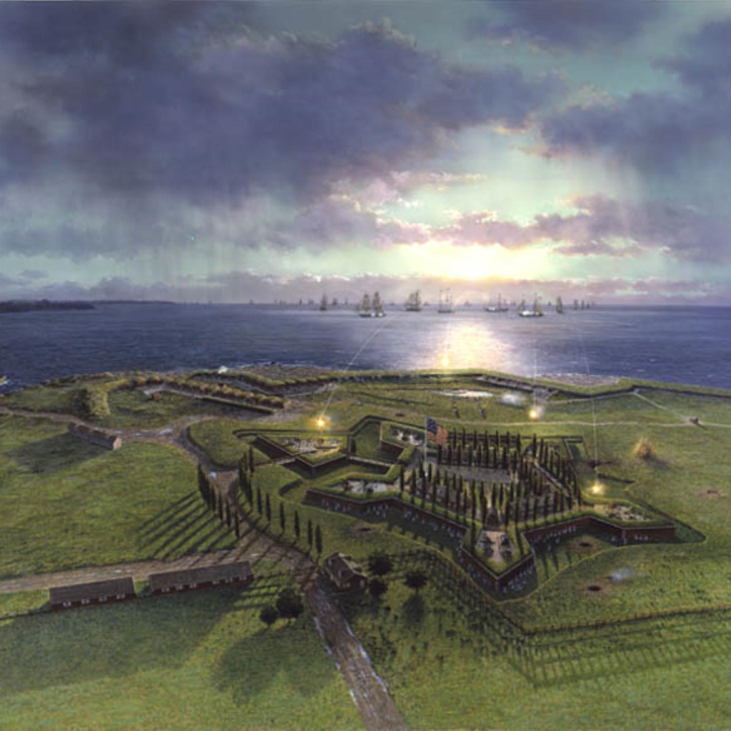 Painted depiction of the Battle of Baltimore