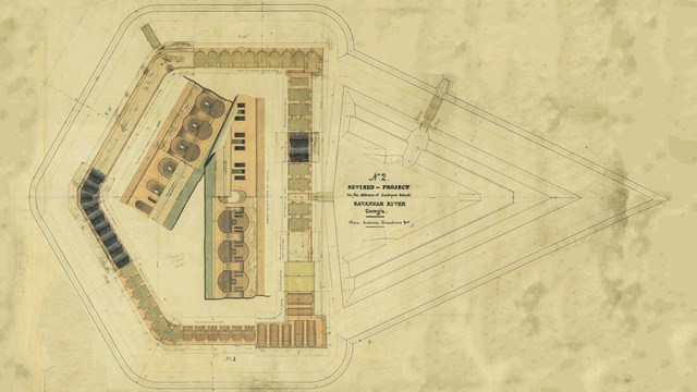 A small section of a plan of a fort.