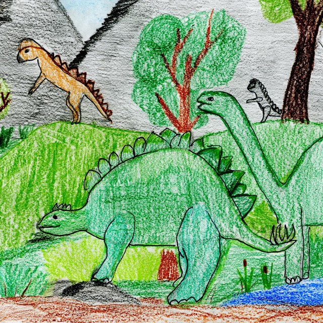color drawing of dinosaurs
