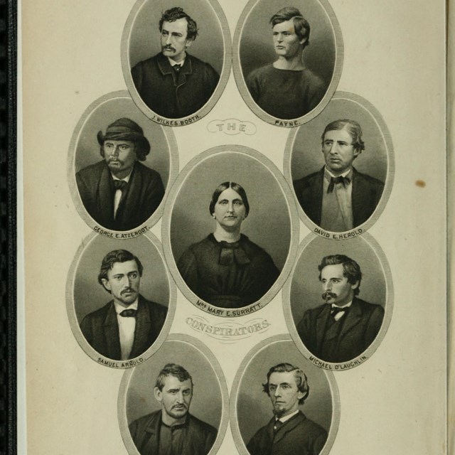 Portrait images of John Wilkes Booth and his conspirators