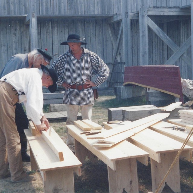 Construction of benches.