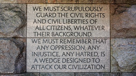 Photo of engraved quote at FDR Memorial