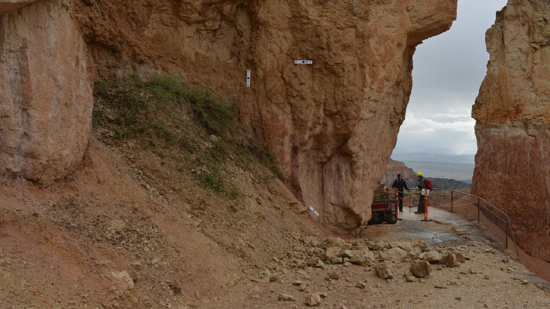 rockfall on trail