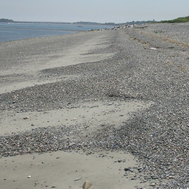 sand and  cobble beach
