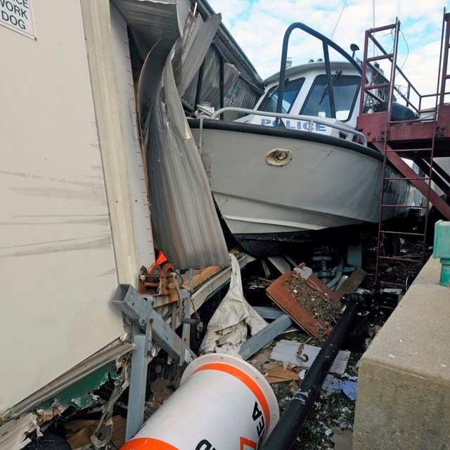 hurricane damage to park police boat