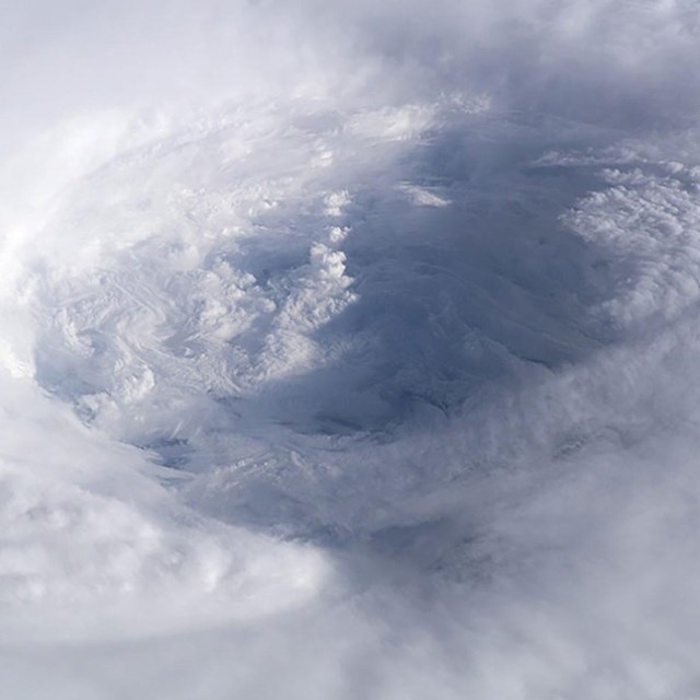 high altitude view of eye of a hurricane