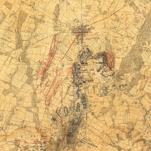 A battle map of the Gettysburg area.