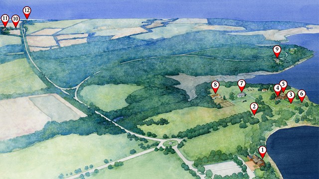 Map of the park with pin for tour stops