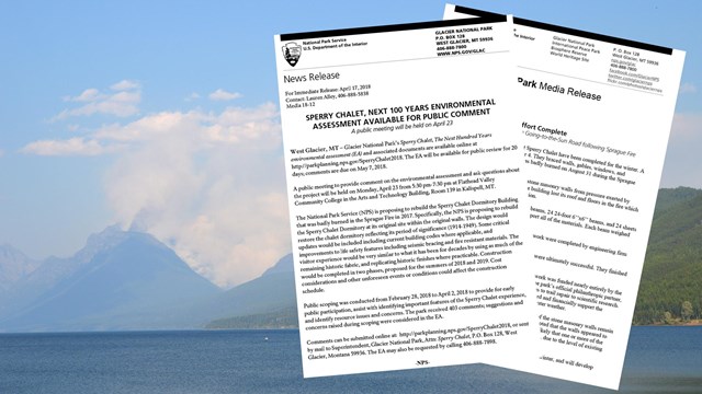 Image of the Sprague Fire with two press releases superimposed over them