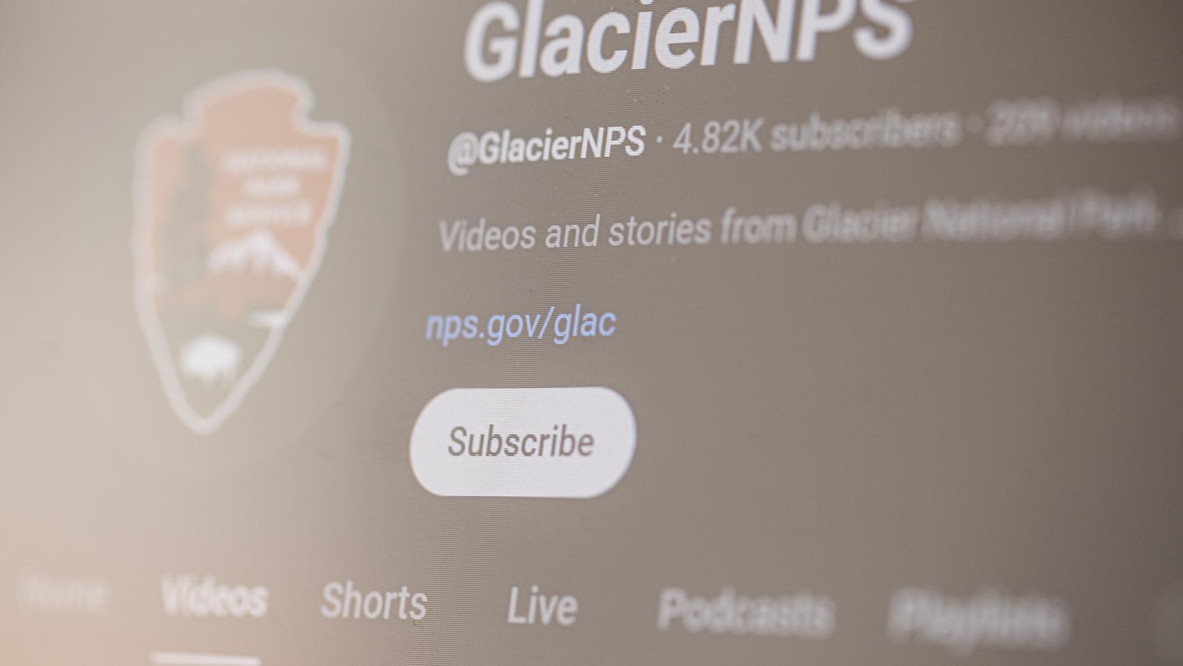 close up image of Glacier's Youtube account