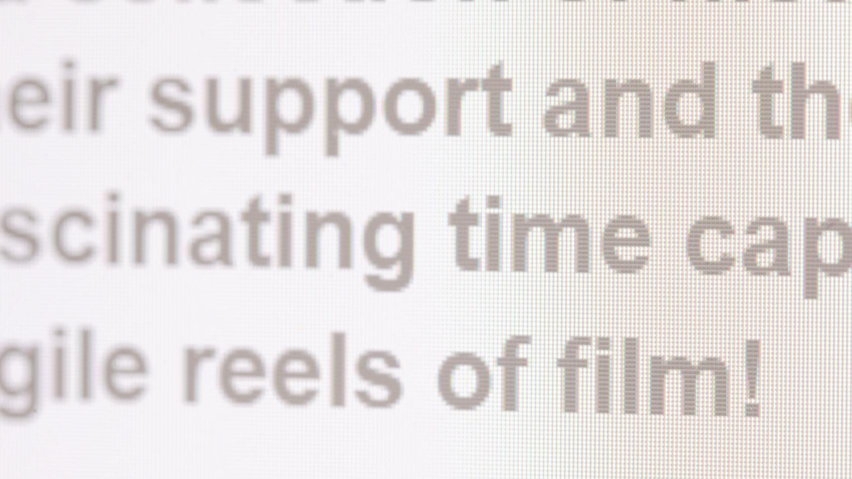 macro image of text on a screen
