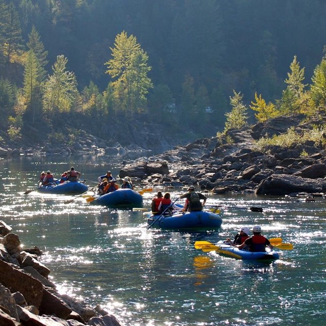 Group of rafts on the Middle fork of the Flathead